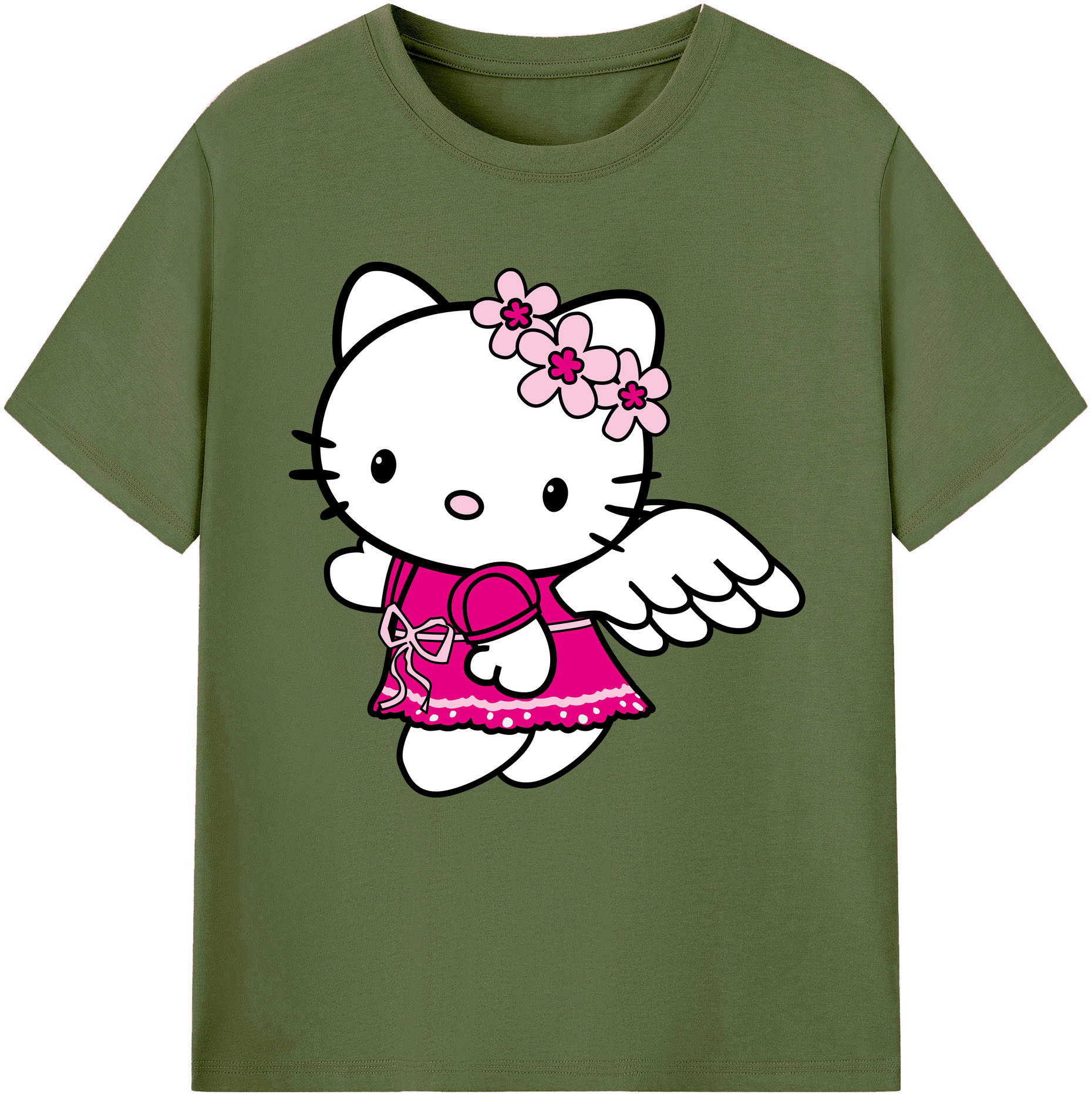 （画像用） Hello Kitty ハローキティ 綿100％半袖Tシャツ（フロントプリント）